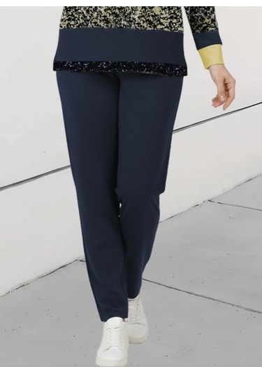 Evyora Kadın Uzun Kollu Bisiklet Yaka Çizgili Desen Iki Iplik Bluz Ve Pantolon Ikili Takım Sarı