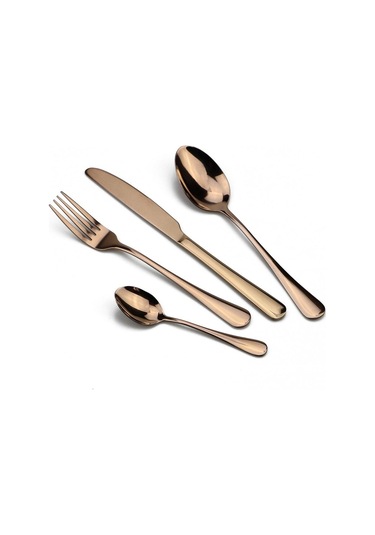 Gül Altın 4 Adet Yemek Takımı Seti Paslanmaz Çelik Renkli Gökkuşağı Altın Bıçak Çatal Çay Kaşığı Gümüş Seti Çatal Bıçak Takımı Gold Rose