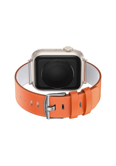 Watch 40mm Benks Vintage Genuine Leather Serisi Deri Kordon Strap Kayış Turuncu
