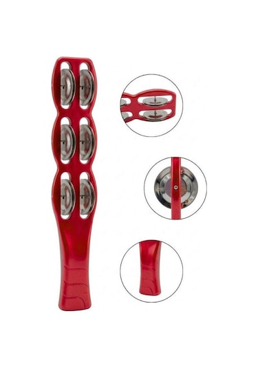 Temel Plastik Çubuk Tef 6 Zilli Kırmızı 26 Cm