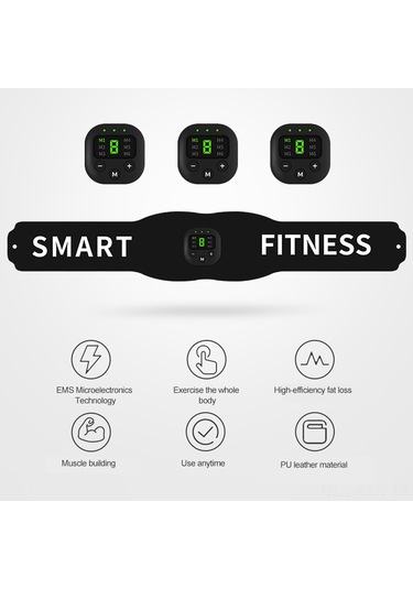 Kosona Usb Şarjlı Elektrikli Kas Egzersiz Cihazı - 6 Mod 9 Güç Seviyesi Lcd Ekranlı Karın, Bel, Omuz Antrenman Bantı Çok Renkli