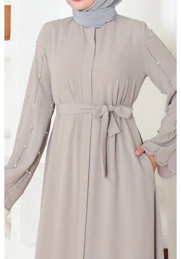 Kolları Taş Detaylı Ferace Taş