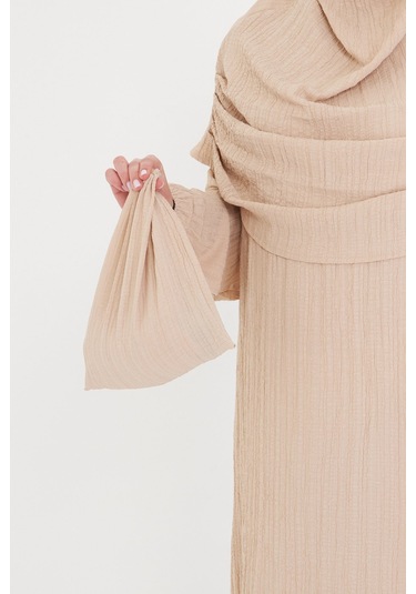 2 Parça Namaz Elbisesi Dokuma Kendinden Desenli 2502 12 Bej