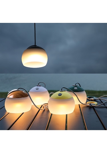 Yuntech01 Usb Şarjlı Dış Mekan Feneri, 2 Led Işık Seçeneği, 3600mah Pil, Gümüşlü Ahşap Desenli Kamp Çadır Lambası Çok Renkli