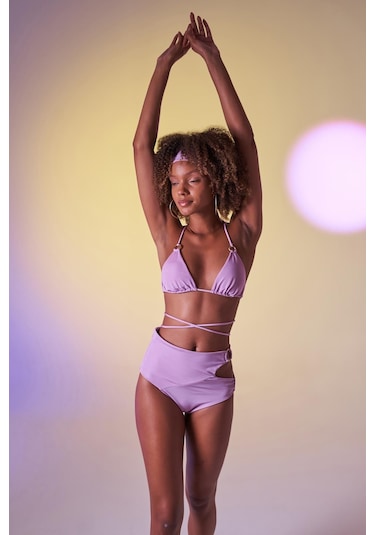 Holly Lolly Yüksek Bel Aksesuar Detaylı Delphi Bikini Altı Lila