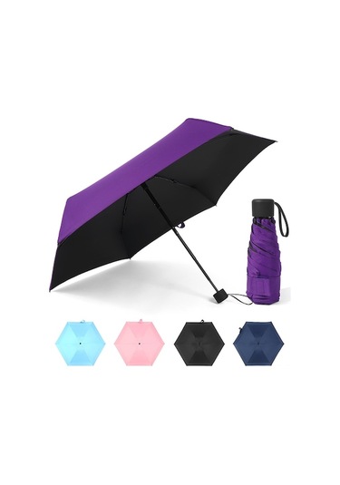 "6 Katlı Uv Koruma Şemsiye - Siyah Kaplamalı, Taşınabilir Ve Dayanıklı"