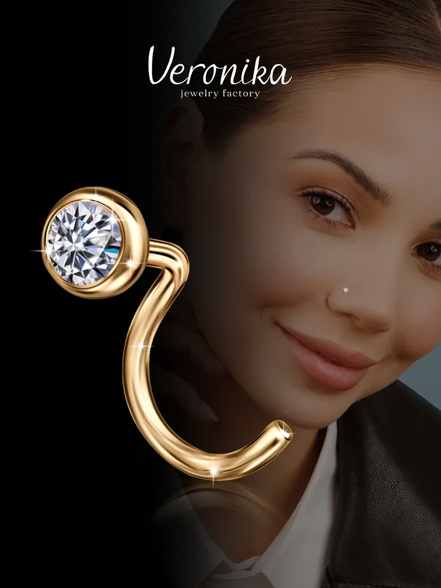 Veronika Burun Kanadı Piercingi 925 Ayar Gümüş Salyangoz Buruna Takılan 420752371 Altın