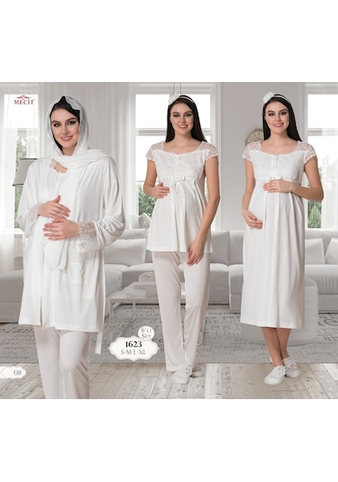 Mecit Pijama Mecit 1623 Hamile Lohusa Pijama Gecelik 7 Li Set