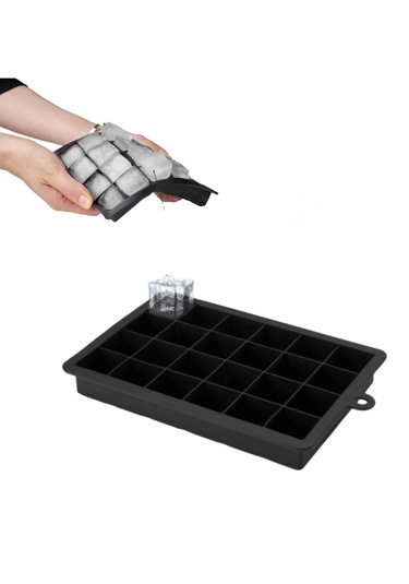 By Como Pratik 24'lü Sililkon Kare Buz Kalıbı Siyah