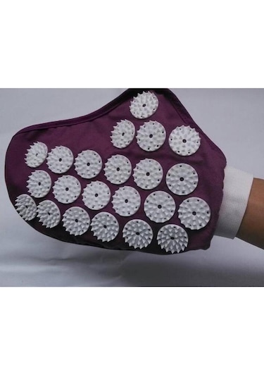 Homyl Akupunktur Masaj Eldivenleri Geri Boyun Kası Tetik Mor