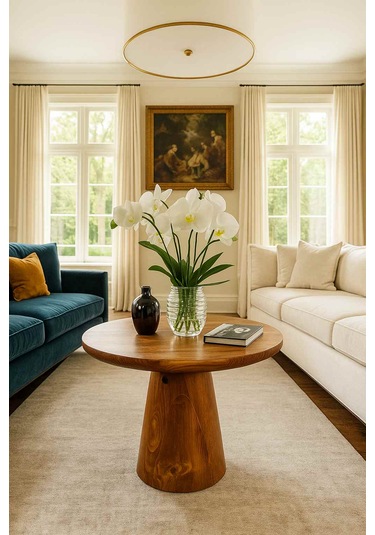 Doğal Meşe Renk Orta Sehpa Modern Mantar Tasarım Meşe