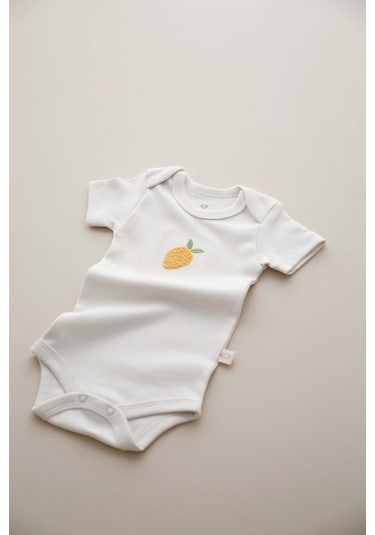 Ohlalakoala Limon Nakışlı Çıt Çıtlı Body-zıbın Krem