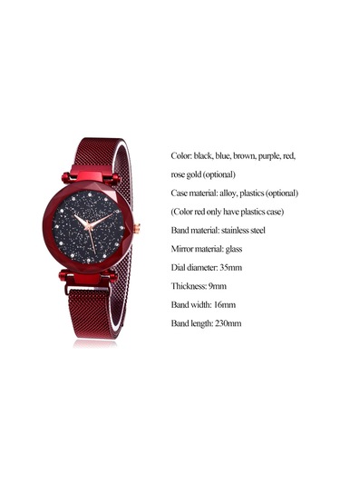 Samdoo Kadınlar İçin Pırlanta Takılı Yıldız Gökyüzü Dialı Milana Kayışlı Manyetik Kutulu Rose Gold Çelik Kasa Kol Saati Diğer