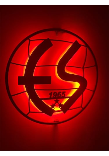 Eskişehirspor Led Işıklı Tablo Duvar Dekoru Tablosu Siyah Ahşap L