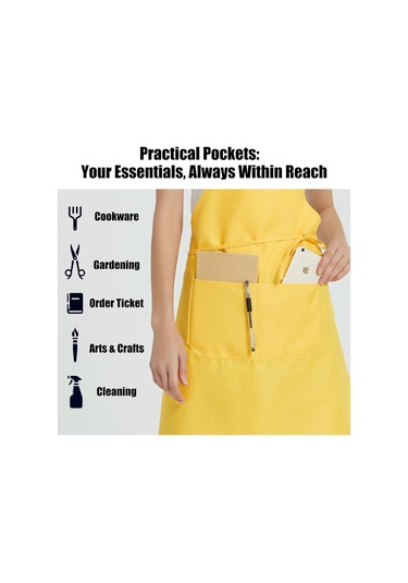 12 Paket Önlük - Unisex Siyah Önlük Toplu 2 Geniş Cepli Ma Yeşil, Diğer