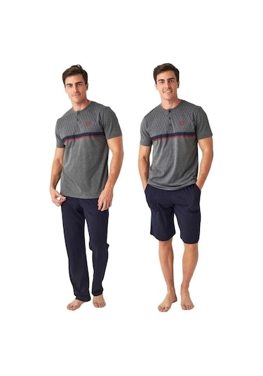 Mod Collection 3 Parça Şortlu Kısa Kol Erkek Pijama Takım