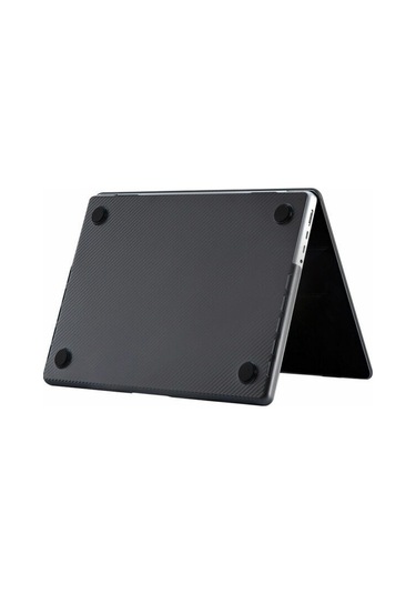 Arabulalaca Macbook Pro 14 2021 A2442 Koruma Karbon Desenli Kılıf Siyah