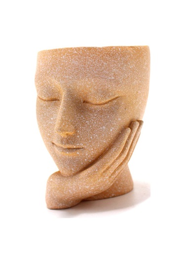 Konesam Yaratıcı Yüz Desenli Reçine Suksulent Bitki Saksısı - Masajüstü Dekoratif Bahçe Aksesuarı Ev Ofis Dekoru