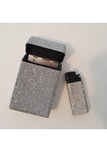 Lüks Taş Taşlı Sigara Kutusu & Çakmak