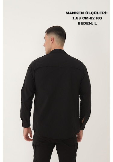 Camp Scoutland Camp387 Outdoor Tactical Rahat Ve Kullanışlı Su İticili Erkek Taktik Gömlek Siyah