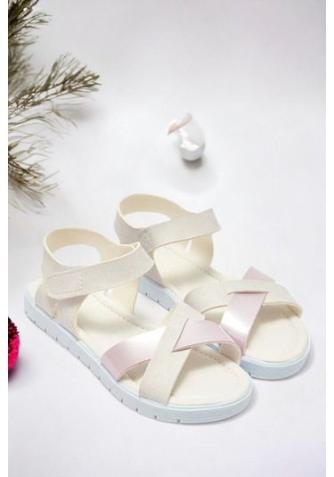 Çapraz Pudra Pembe Eflatun Kız Çocuk Sandalet 001
