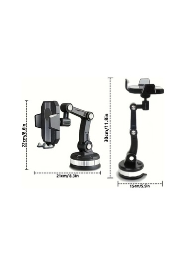 Primepickings Black 360 Derece Dönebilen Ağır Hizmet Abs Araç Tutucu Anti Şok Jel Pedlı Güvenli