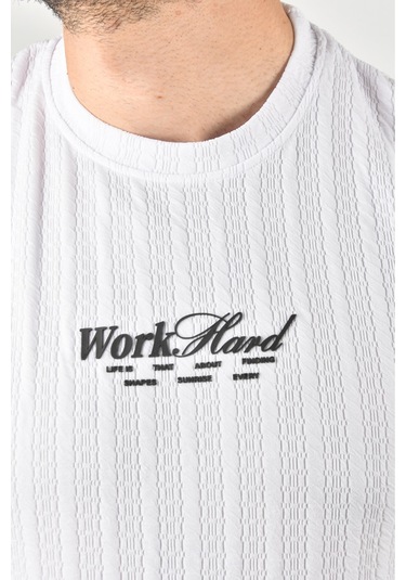 Deepsea Erkek Beyaz Dar Kesim Pamuklu Tişört Slim Fit Nefes Alan Yumuşak Dokulu Tişört 2504351 Beyaz