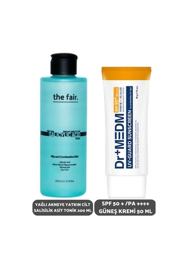 The Fair Yağlı Akneye Yatkın Ciltler için Salisilik Asit Tonik 200 ML + Dermal Güneş Kremi SPF50 50 ML
