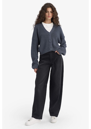 Defacto Regular Fit V Yaka Hırka U2052az25wnın179 Indigo