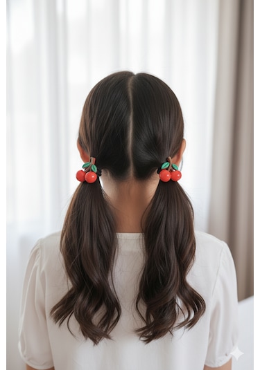 Kiraz Figürlü Lastik Toka, Lastikli Kiraz Toka 1 Çift - 2 Adet Siyah