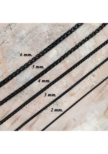 Chavin 60 Cm. Uzun Siyah 3 Mm. Erkek Çelik Zincir Dt37 (478258188)