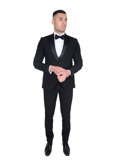 Cengiz İnler Erkek Sivri Yaka Yelekli Smokin 215141 001