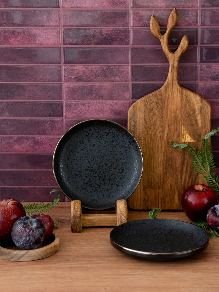 Korall Elite Black Düz Tatlı Tabakları Seti 2 Parça 18 Cm 32449476 Siyah