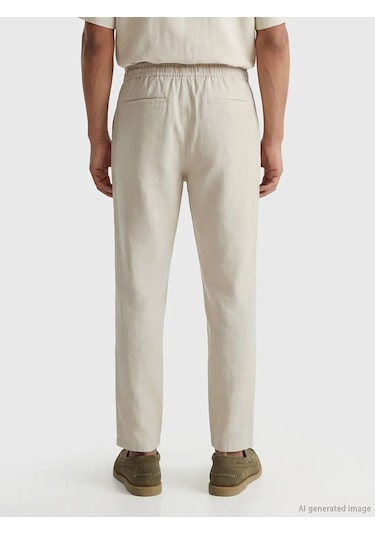 Lc Waikiki Bej Regular Fit Keten Görünümlü Erkek Pantolon