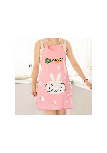 Kadın Sevimli Karikatür Su Geçirmez Önlük Mutfak Restoran Pişirme Önlük Önlükleri Gri