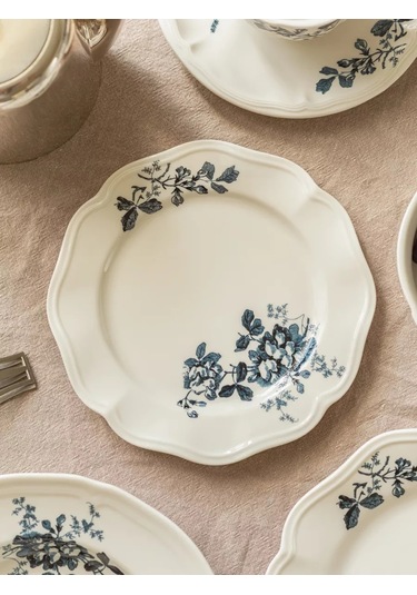 Roomi Desenli Seramik Düz Tabak 19 Cm 193352146 Beyaz