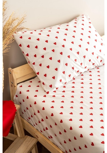 Soley Mix & Match Hearts %100 Pamuk Tek Kişilik Çarşaf Seti Gri