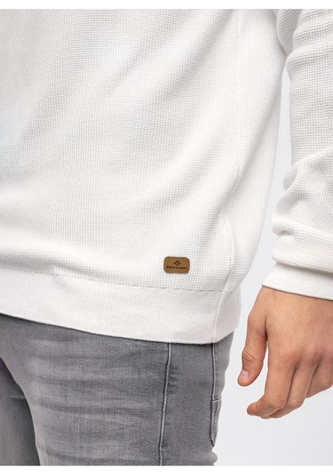 Yarım Balıkçı Yaka Regular Fit Düz Beyaz Erkek Kazak B33w40060 001