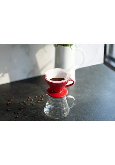 Gajeena Kahve Filtre Konik Seramik, Elle Hazırlanan, Sabit Sicaklıkta, Optimal Aroma Çıkarımı, Kaliteli Seramik, Hediye Kutulu Set Kırmızı