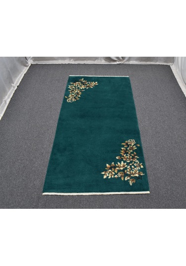 Zehra Abla Halı Yeni El Dokuma Nadir Tek Renk Zümrüt Yeşili Burdur Çiçekli 2m2 Yün Halı 5826 Renkli