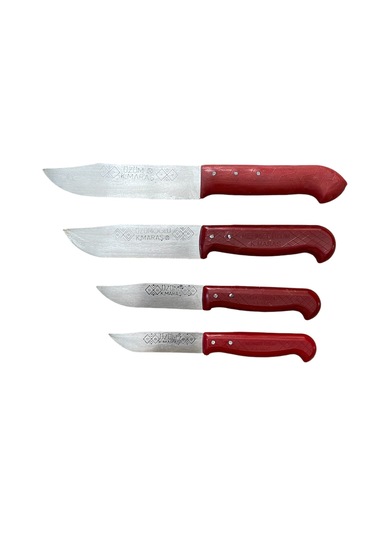 Mobilreyon Mutfak Bıçak Seti 4'lü Maraş Bıçağı 18-20-24-28 Cm Kırmızı