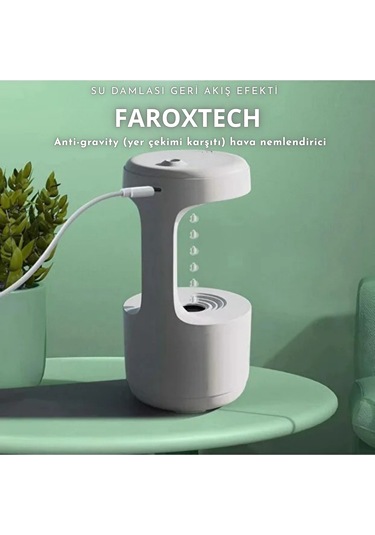Anti-gravity Su Damlası Efektli Hava Nemlendirici Led Ekranlı, Sensörlü, Sessiz Çalışma