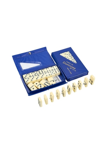 Büyük Boy Domino Oyun Seti Seramik Kemik Domino Taşı Seti Çantalı