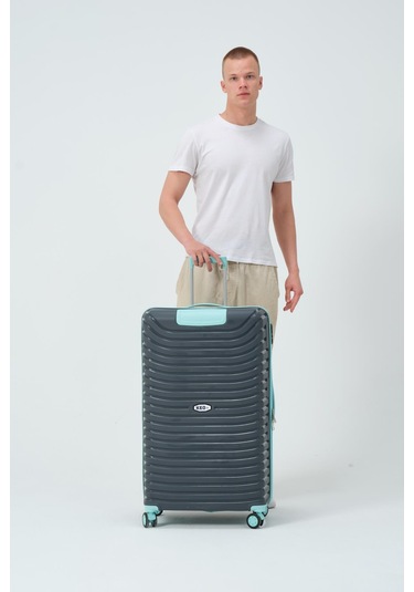 Keo-plus Gri-turkuaz Büyük Boy Silikon Kırılmaz Pp Valiz Gri - Turkuaz