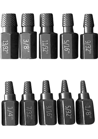 Xurunkeji Yükseltme Vida Çıkarma Seti, 10 Adet 3.2-10.3mm Ağır Hizmet Tipi Altıgen Başlı Vida Çıkarma Seti Pas Hasarlı Cıvatalar İçin 8x5x3cm