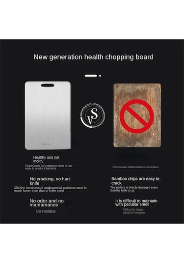 316 Paslanmaz Çelik Panel Ve Kesme Tahtası Mutfak Ev Kalınlaşmış Çift Taraflı Kesme Tahtası Blok Yoğurma Hamur Tahtası 39x28cm