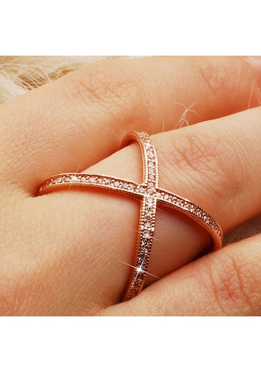 Kuyumcudukkani X İşaretli Çapraz Yüzük-10214-w-w Beyaz