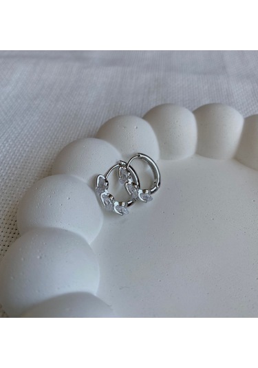 Kadın Küpe Üç Elmas Taş Halka Küpe 001