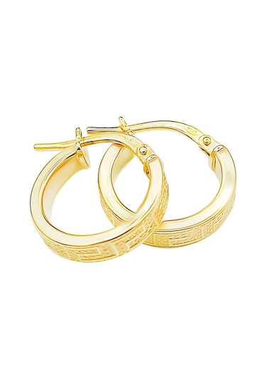 Moom Mücevherat Kadın Grek Desenli İtalyan Halka Küpe 14 Ayar N11.15593