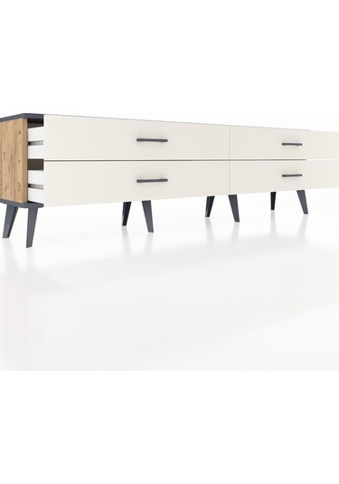 Arges Tv Ünitesi 4 Çekmeceli 176x30x51 Çam-antrasit/aytaşı Antrasıt/aytası